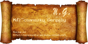 Mácsanszky Gergely névjegykártya